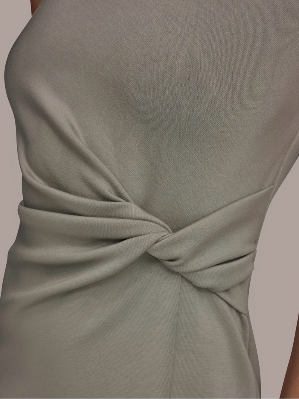 Donna Karan Sleeveless Twist Midi Dress in Sage Green - Picture 3 of 5